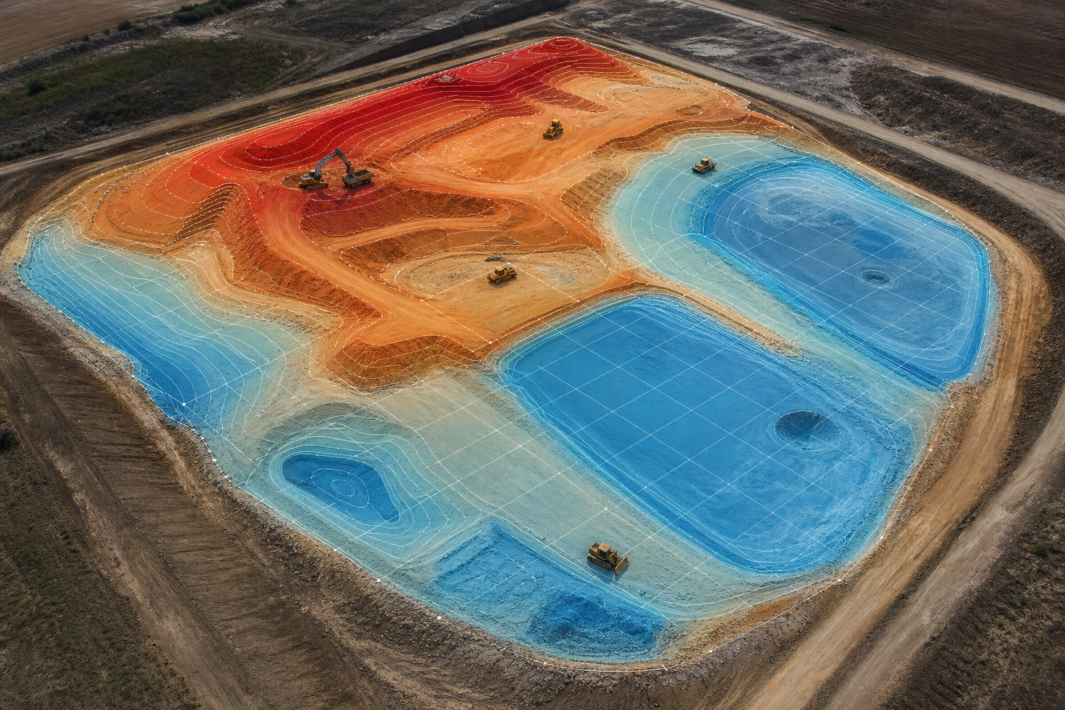 Cut and fill analysis of a construction field